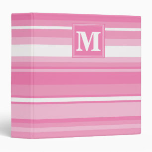 Monogram pink stripes binder