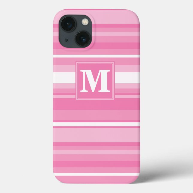 Monogram pink stripes Case-Mate iPhone case (Back)