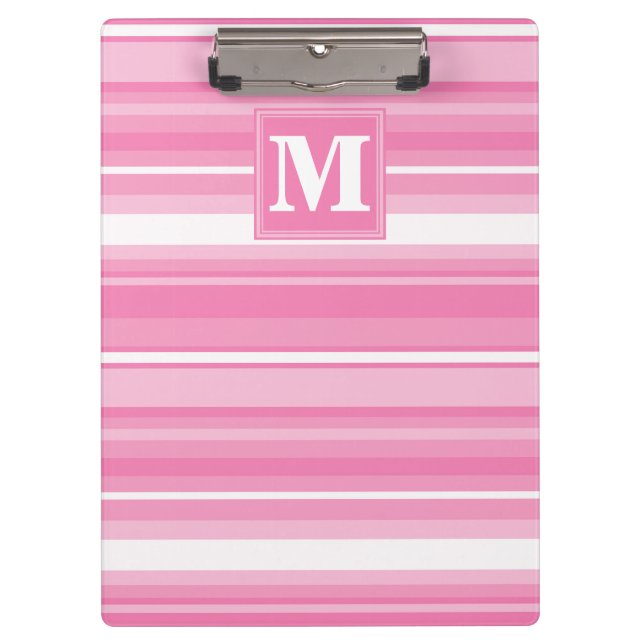 Monogram pink stripes clipboard (Front)