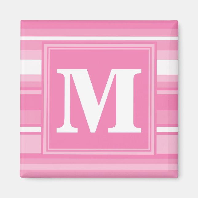 Monogram pink stripes magnet (Front)