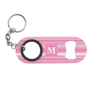 Monogram pink stripes mini bottle opener