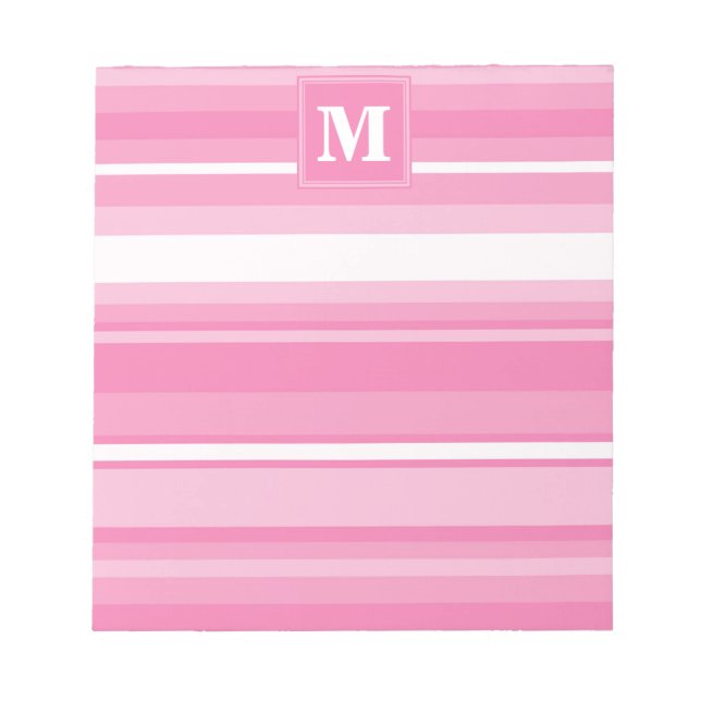 Monogram pink stripes notepad (Front)