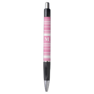 Monogram pink stripes pen