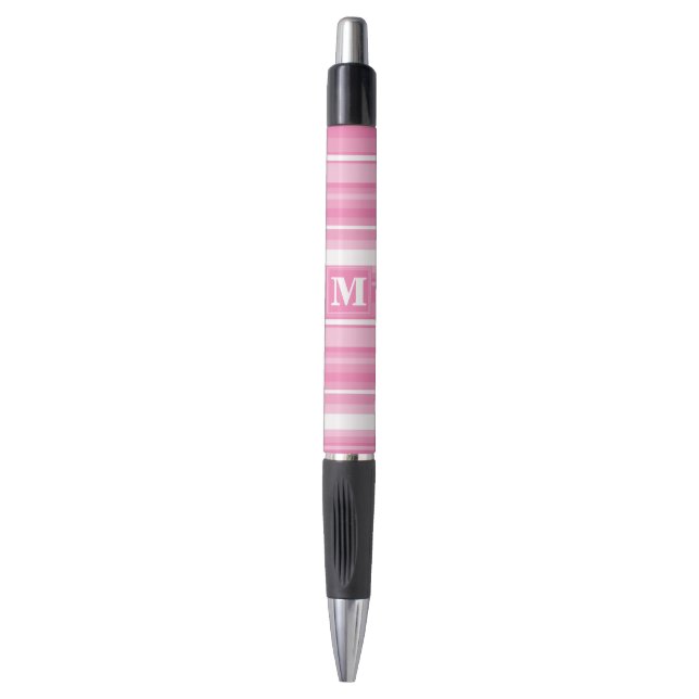 Monogram pink stripes pen (Front Vertical)