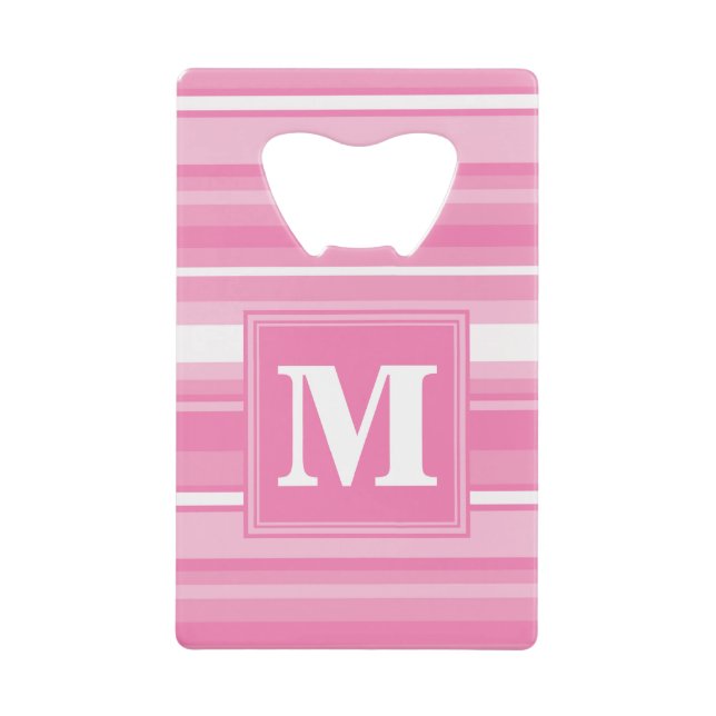 Monogram pink stripes wallet bottle opener (Front)
