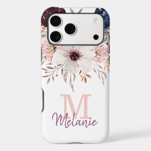Monogram Pink Watercolor Floral iPhone XS Max Case