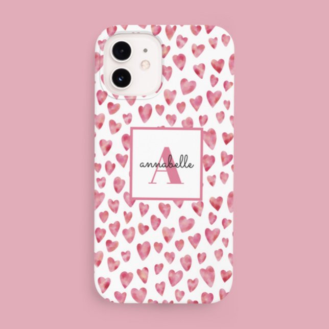 Monogram Pink Watercolor Heart Pattern (Creator Uploaded)