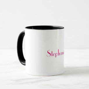 Monogram Pink White Custom Name Party Favor Gift Mug