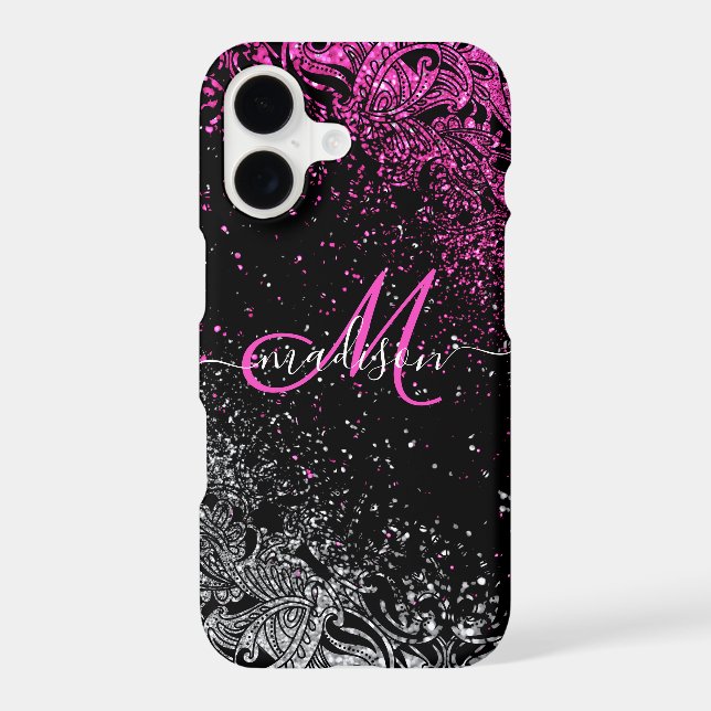 Monogram Pink & White Glitter  (Back)
