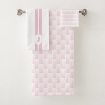 Monogram Pink White Ombre Chequered Stripe