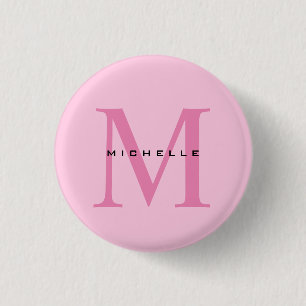 Monogram Pink Your Name Special Gift Beloved Ones 1 Inch Round Button