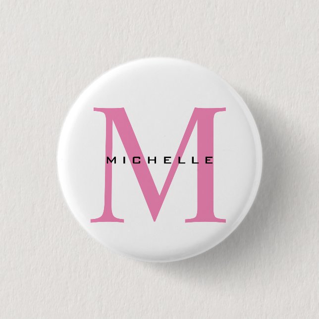 Monogram Pink Your Name Special Gift Beloved Ones 1 Inch Round Button (Front)