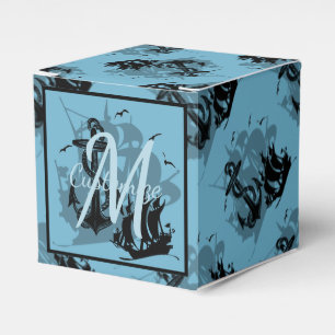 Monogram Pirate Ship & Anchor Cube Favour Box