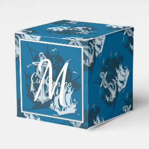 Monogram Pirate Ship & Anchor Cube Favour Box 3