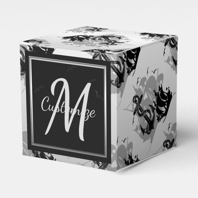 Monogram Pirate Ship & Anchor Cube Favour Box 5 (Front Side)