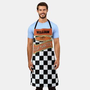 Monogram Pizza master Cool vintage checkered Apron