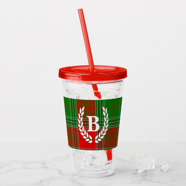 Monogram Plaid Acrylic Tumbler (Front Ice)