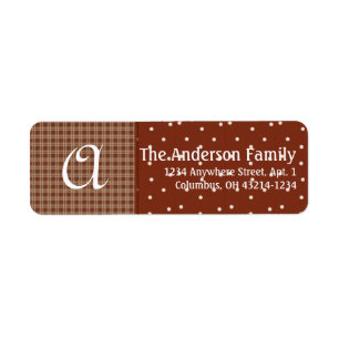 Monogram Plaid & Dots D1 Return Address Label