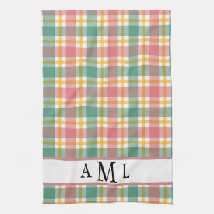 Monogram Plaid Kitchen Towel