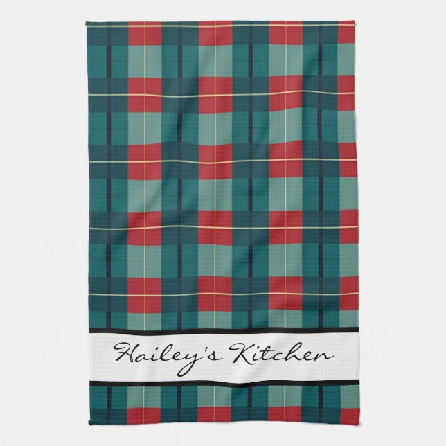 Monogram Plaid Kitchen Towel (Vertical)