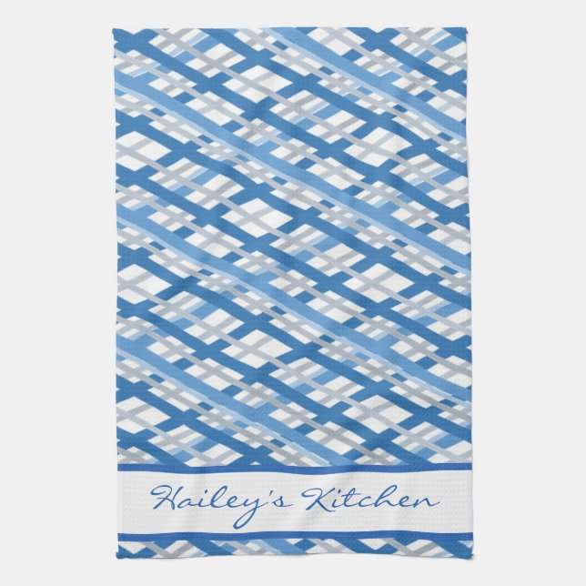 Monogram Plaid Kitchen Towel (Vertical)