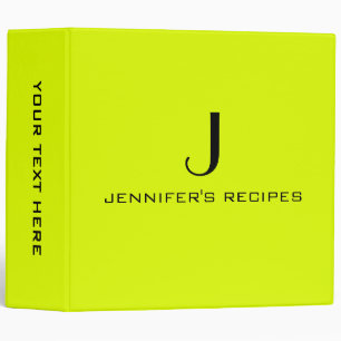 Monogram Plain Chartreuse Color Binder