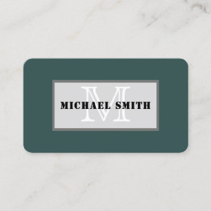 Monogram Plain Dark Slate Grey Background Business Card