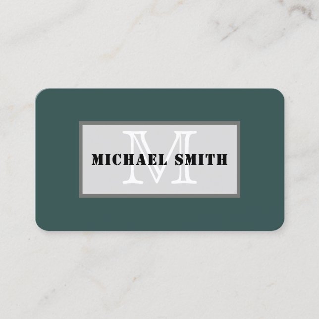 Monogram Plain Dark Slate Grey Background Business Card (Front)