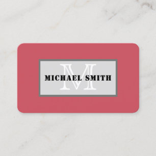 Monogram Plain Dark Terra Cotta Background Business Card