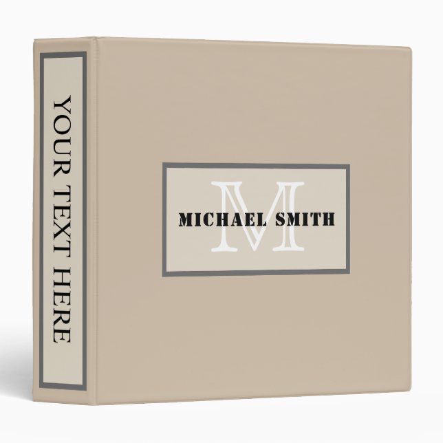 Monogram Plain Dark Vanilla Background Binder (Front/Spine)