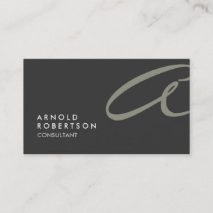 Monogram Plain Grey Beige Trendy Business Card