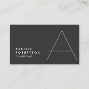Monogram Plain Grey Beige Trendy Business Card