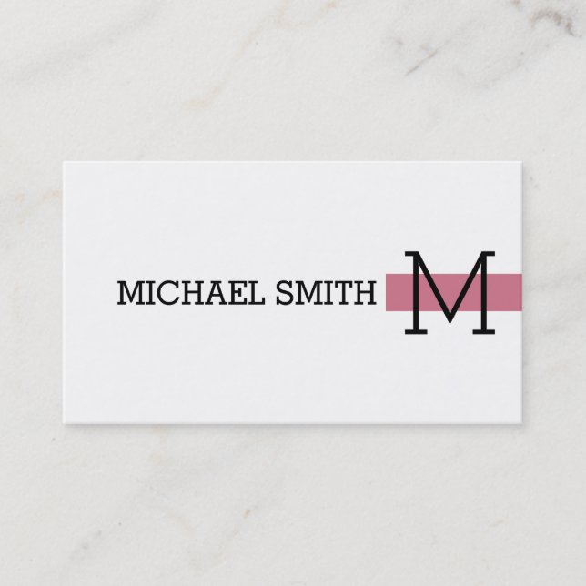 Monogram Plain White Modern Charm Business Card (Front)