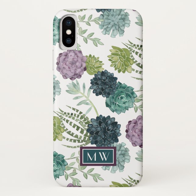 Monogram | Plant Happiness Collection Succulent Pa Case-Mate iPhone Case (Back)