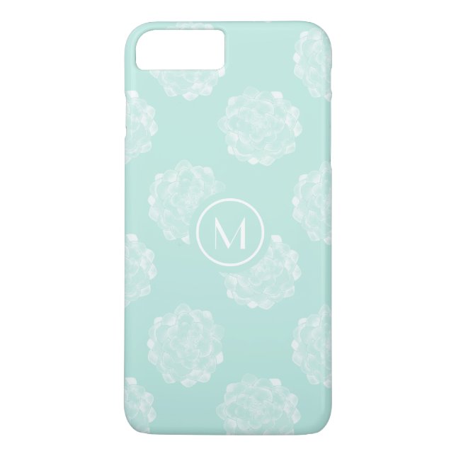 Monogram | Plant Happiness | Pastel Succulent Patt Case-Mate iPhone Case (Back)