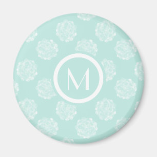 Monogram   Plant Happiness   Pastel Succulent Patt Magnet