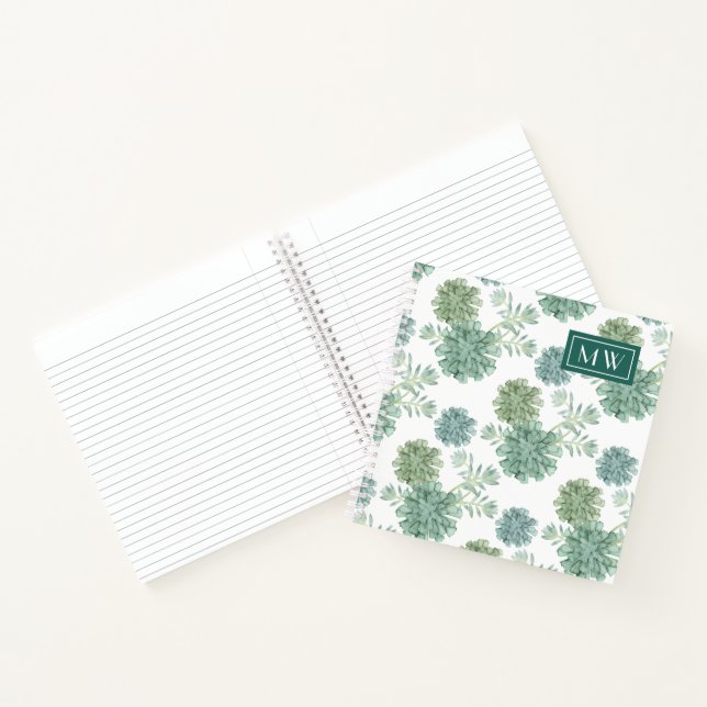 Monogram | Plant Happiness | Succulent Pattern Notebook (Inside)
