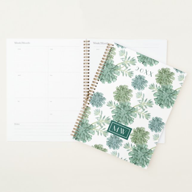 Monogram | Plant Happiness | Succulent Pattern Planner (Display)