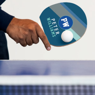 Monogram Player's Name & initials Cool Modern Ping Pong Paddle