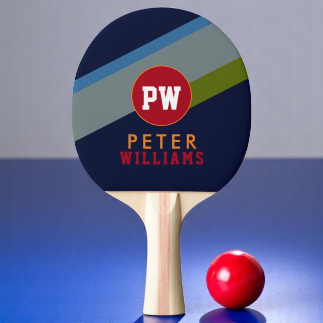 Monogram Player's Name & initials on cool modern Ping Pong Paddle (Creator Uploaded)