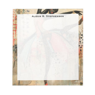 Monogram Playful Violin Music Lace Ballerina  Notepad