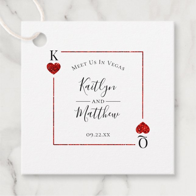Monogram Playing Card Wedding Save The Date Favour Tags (Front)