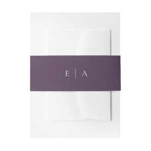 Monogram Plum Purple Boho Wedding Modern Invitation Belly Band