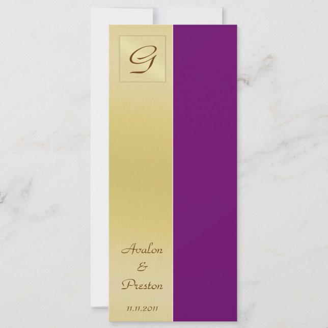 Monogram Plum Purple  Wedding Program Invitation (Front)