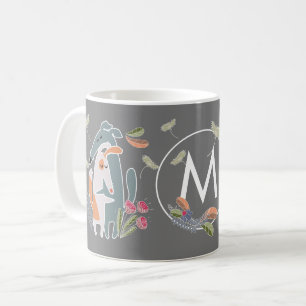 Monogram Podenco Dog and Galgo Cartoon Grey Coffee Mug