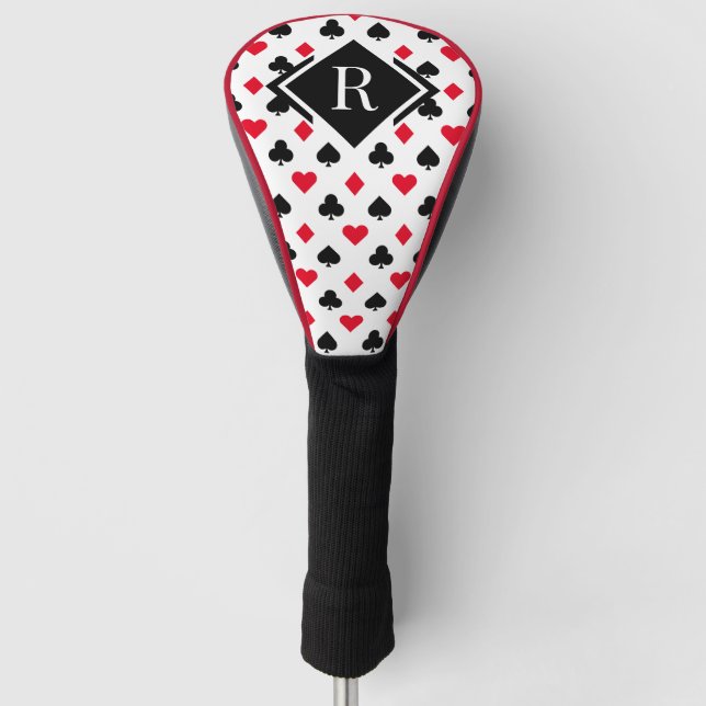 Monogram Poker Card Suit Pattern Golf Head Cover (Front)