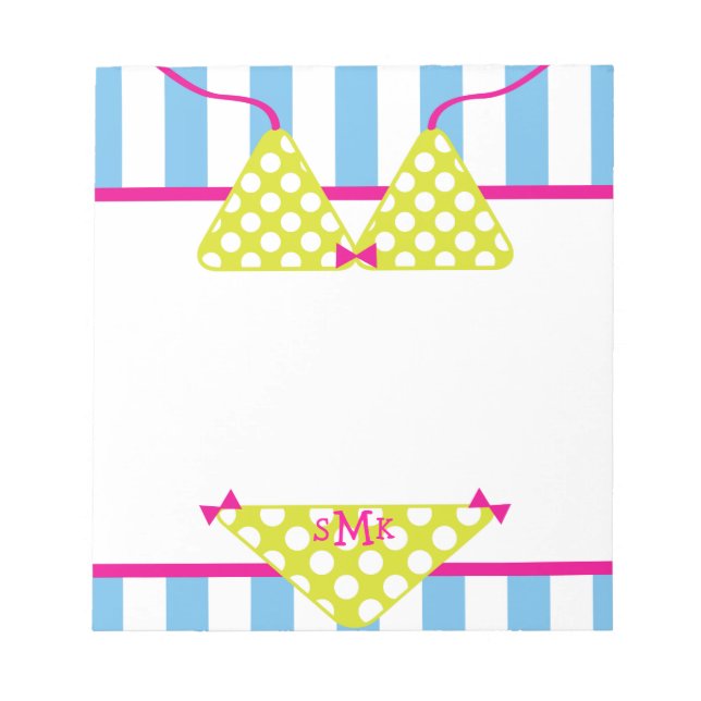 Monogram Polka Dot Bikini Notepad (Front)