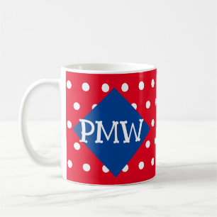 Monogram Polka Dot Joyeux Anniversaire Mug