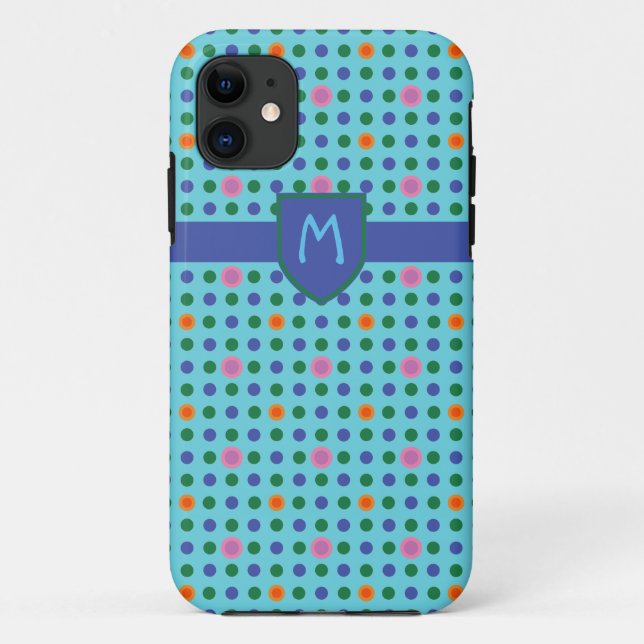 Monogram Polka Dots Custom iPhone 5 Xtreme Case (Back)