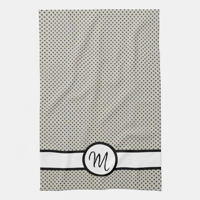Monogram Polka Dots Kitchen Towel (Vertical)